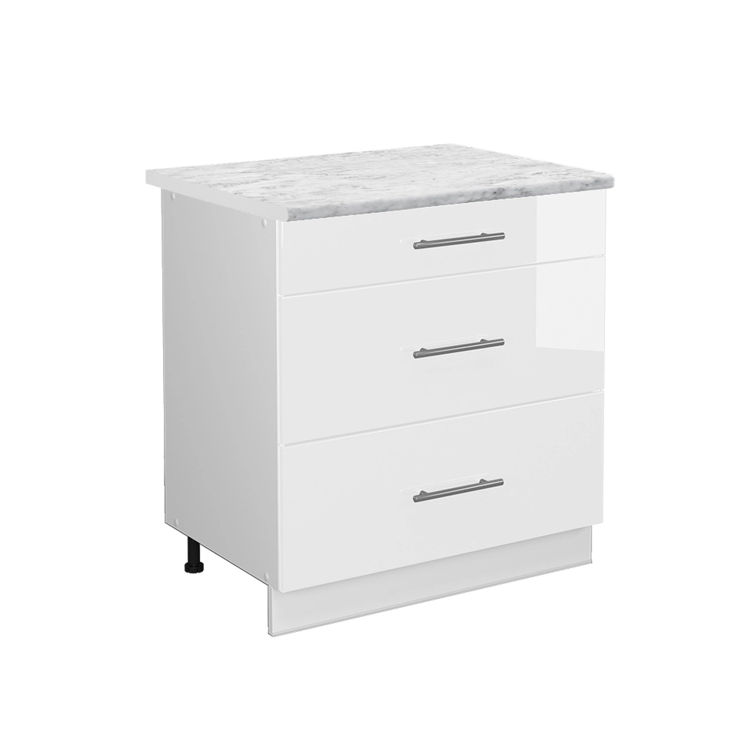 Vicco Küchenunterschrank Fame-Line Weiß Hochglanz/Weiß 80 cm mit 3 Schublad günstig online kaufen