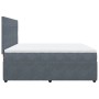 Dunkelgraues Boxspringbett 200x200 cm mit Matratze und Samtbezug.