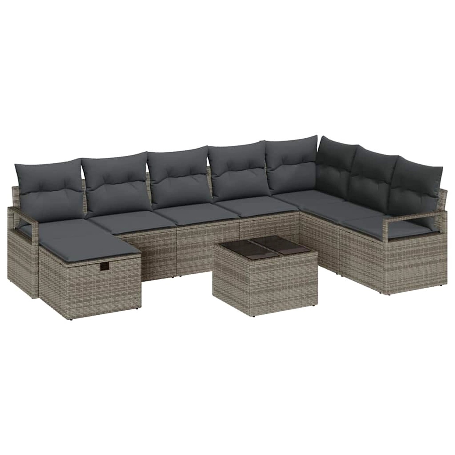 vidaXL Garten-Sofa-Set 8-Tlg Grau Poly Rattan 3360570 günstig online kaufen