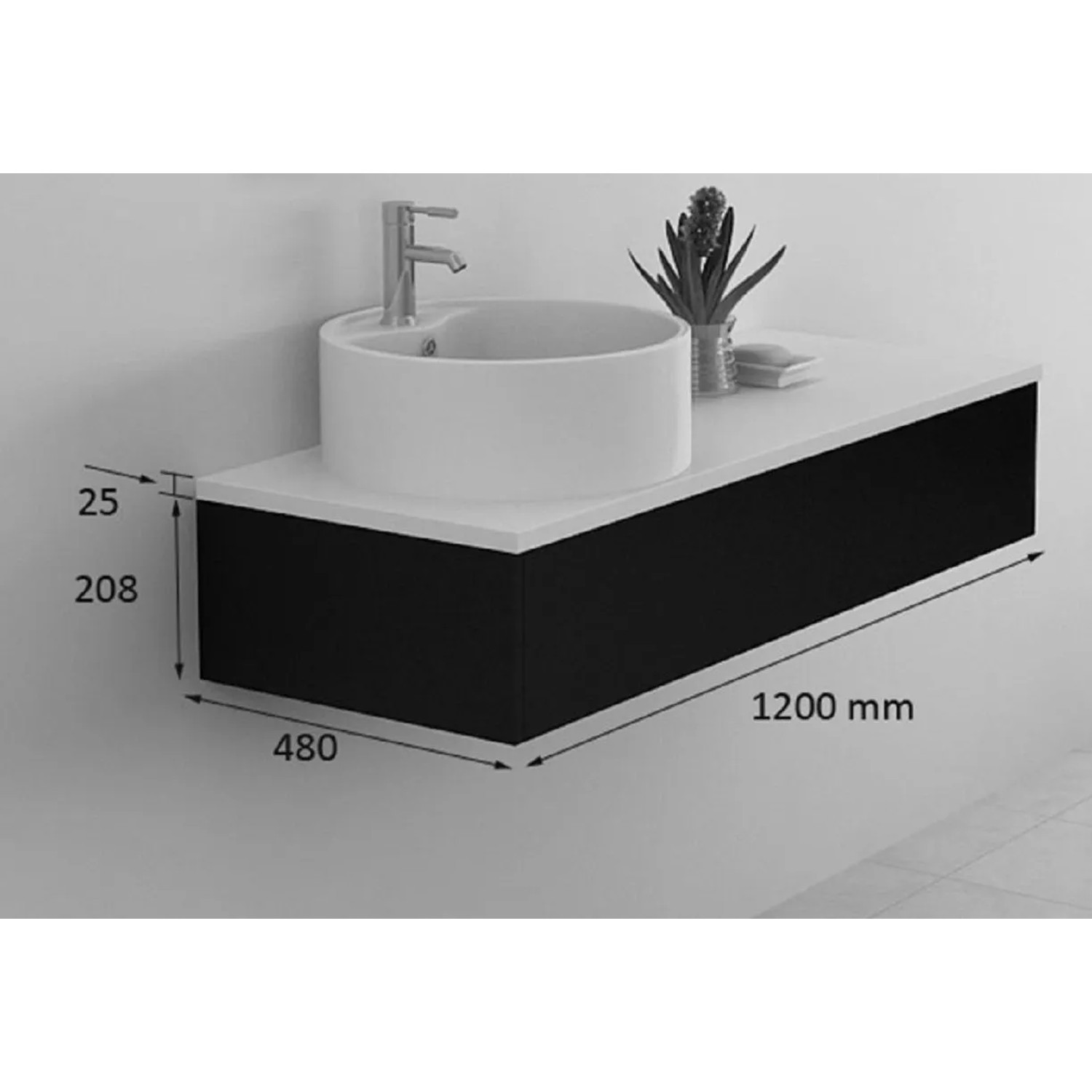Jet-Line Badmöbel Set Biel Schwarz Hochglanz 120 cm Waschbecken Unterschrank kaufen bei OBI