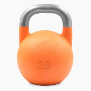 Orange Suprfit Pro Competition Kettlebell 28 kg mit silbernem Edelstahlgriff für Sport & Fitness Training.