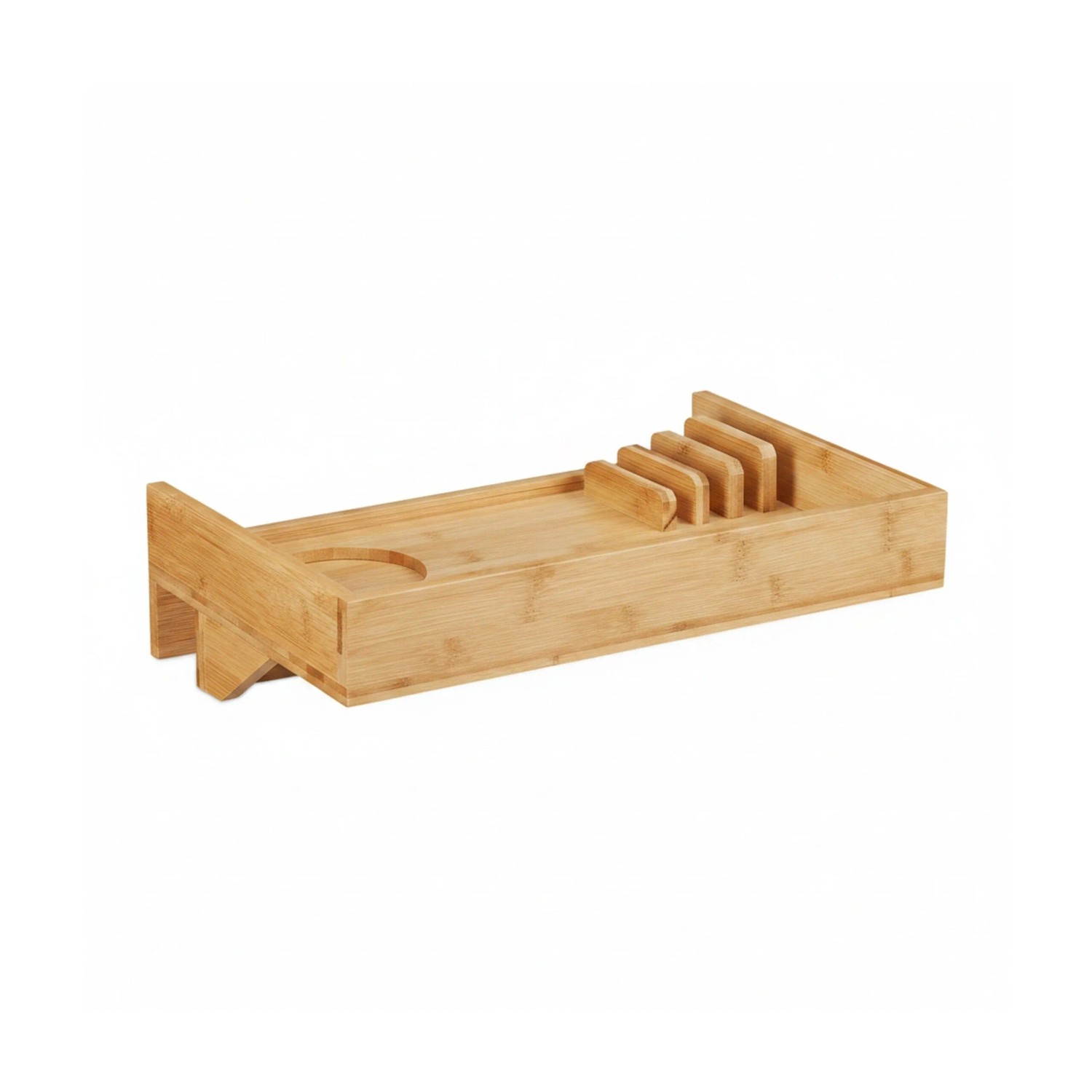 Relaxdays Bettablage Bambus Natur Mit Organizer Zum Anklemmen 35 cm x 23 cm x 9,5 cm 1,2 kg