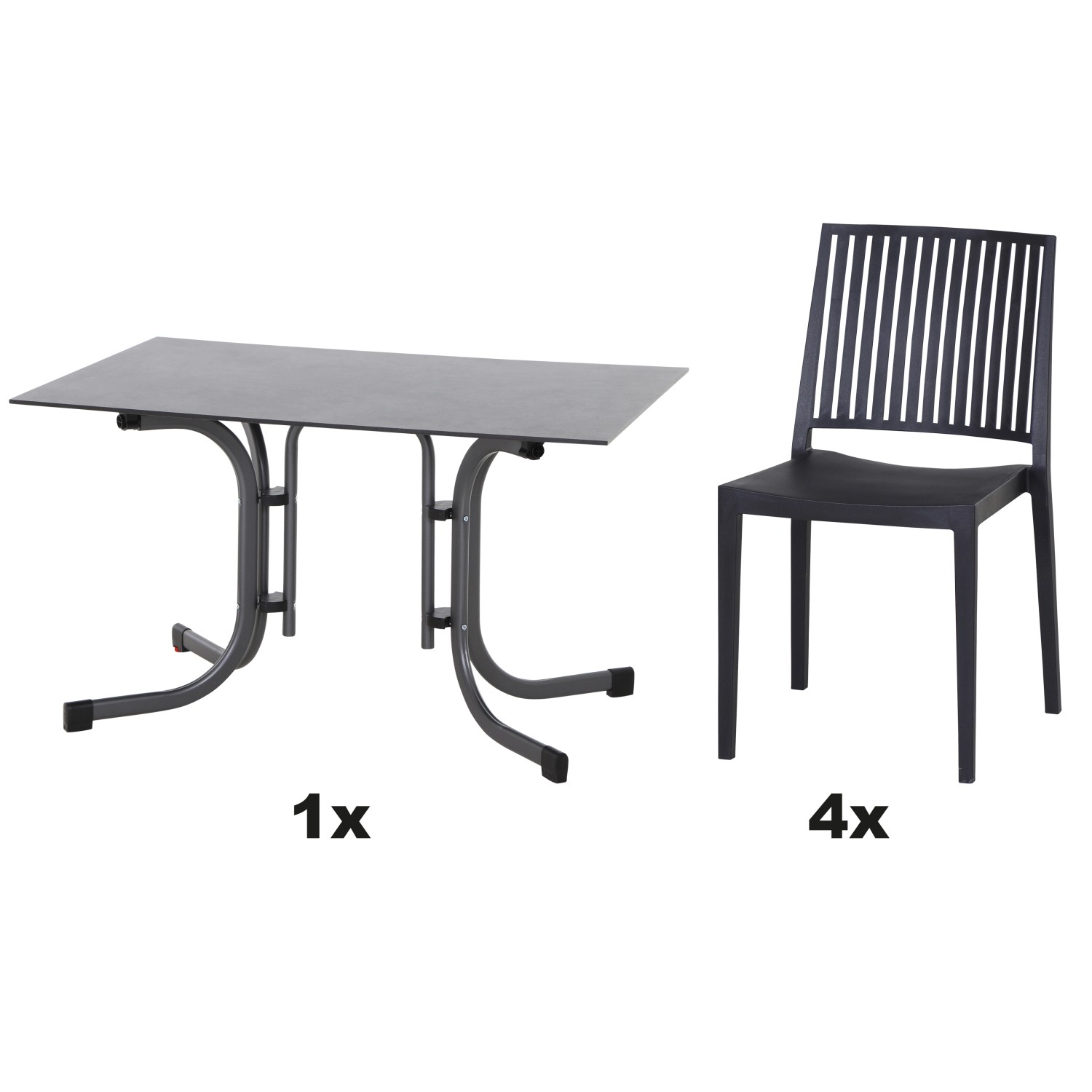 Siena Garden Gartenmöbel Set Lane 5-teilig 120 cm x 80 cm Anthrazit