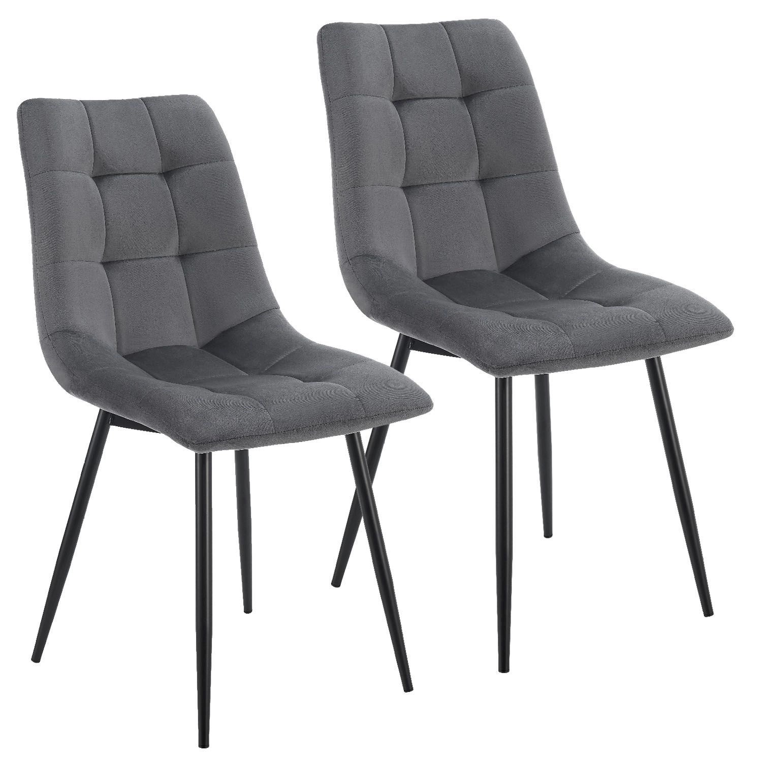 Juskys Esszimmerstuhl Blanca 2er Set mit Samt Dunkelgrau günstig online kaufen