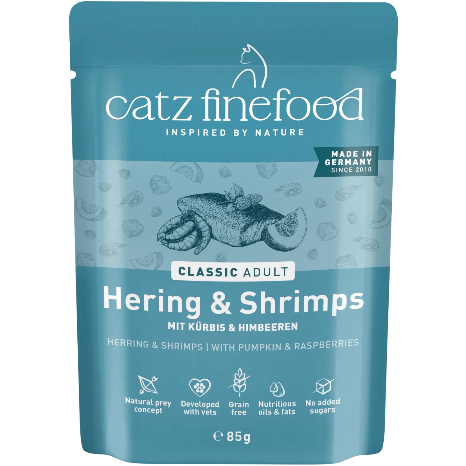 catz finefood Katzen-Nassfutter Classic Hering & Shrimps 85 g