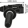 Abbildung des Bosch Professional GFA 18-H Bohrhammeraufsatzes mit Maßangaben.