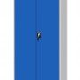 Jan Nowak Metallschrank, Aktenschrank in Grau/Blau mit Zylinderschloss und 4 Fachböden.
