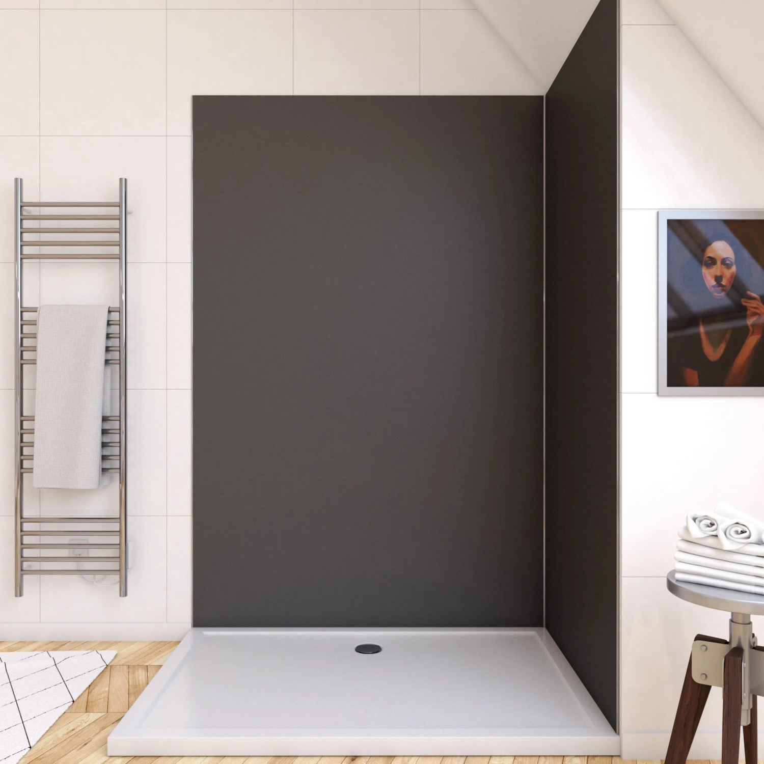 Aurlane Design-Duschwand Satin Grey 120 cm x 210 cm x 0,3 cm