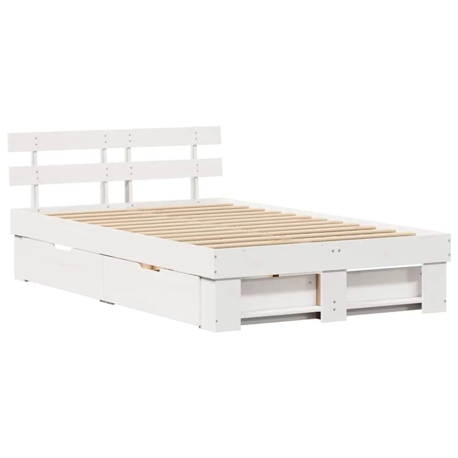 vidaXL Bettrahmen mit Kopfteil Weiß 120 x 200 cm Massives Kiefernholz 3382278