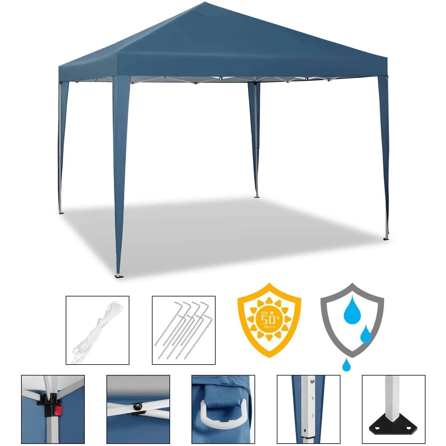 WOLTU Pavillon Pop-Up Wasserdichter Sonnenschutz 3 x 3 m Blau_6