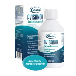 Quiko Avisanol Calcium-Konzentrat, 2 x 250ml, für Ziervögel zur Unterstützung des Calciumbedarfs.