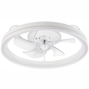 Weiße Lamkur LED-Deckenleuchte Fargo mit Ventilator, Ø 50cm. Moderne Deckenlampe mit Kühlfunktion.