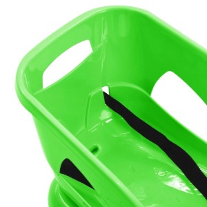 Grüner vidaXL Schlitten mit Lehne, Detailansicht des Polypropylen-Sitzes mit Zugseil.