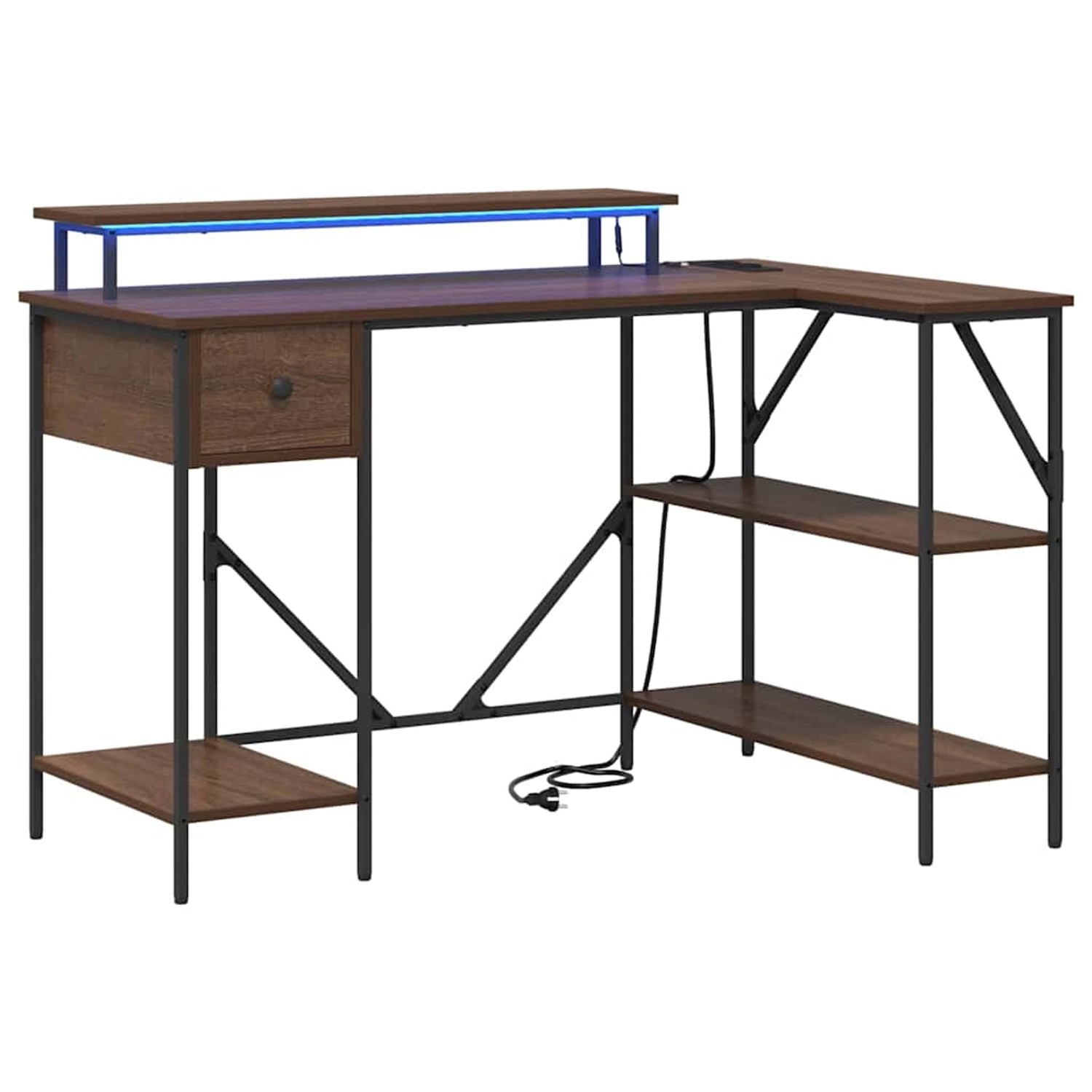 vidaXL Schreibtisch mit Regal Braun Eichen-Optik 120 x 79 x 86,5 cm 859404 günstig online kaufen