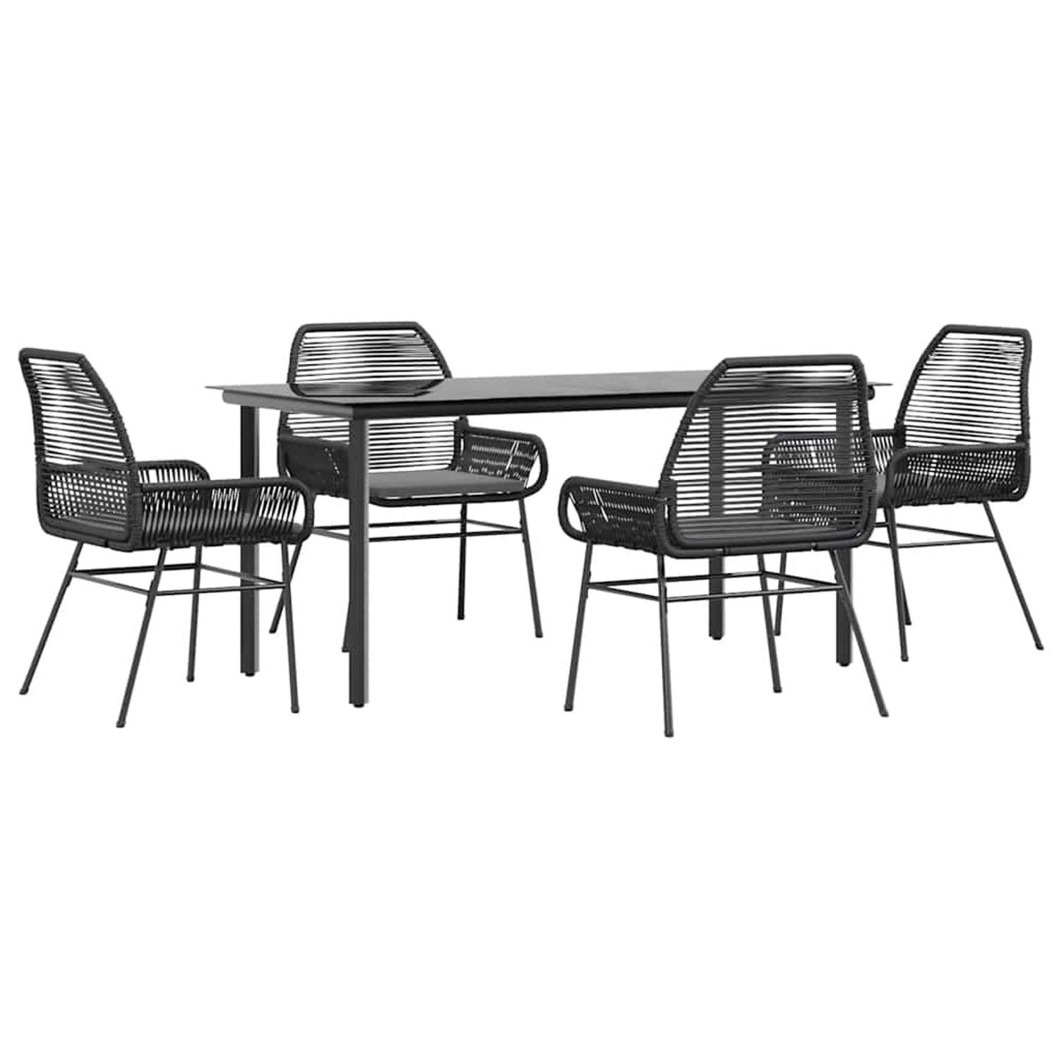 vidaXL 5-Tlg Garten-Essgruppe mit Kissen Schwarz Poly Rattan Glas 3334565 günstig online kaufen