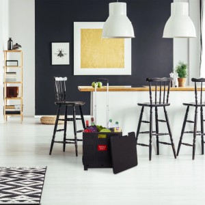 Relaxdays Einkaufstrolley ABS Aluminium Schwarz Klappbar mit Rollen 99 cm x 45 cm x 38 cm