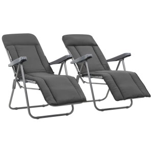 vidaXL Klappbare Gartenstühle mit Polstern 2 Stk Grau 44320