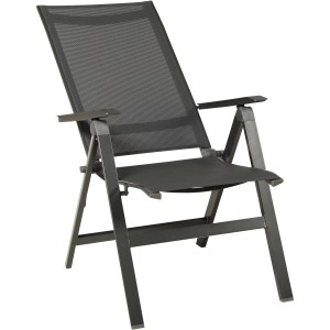 Acamp Klappsessel Urban, anthrazit-carbonfarbener Gartenstuhl mit atmungsaktivem Acatex-Gewebe und Aluminiumgestell.