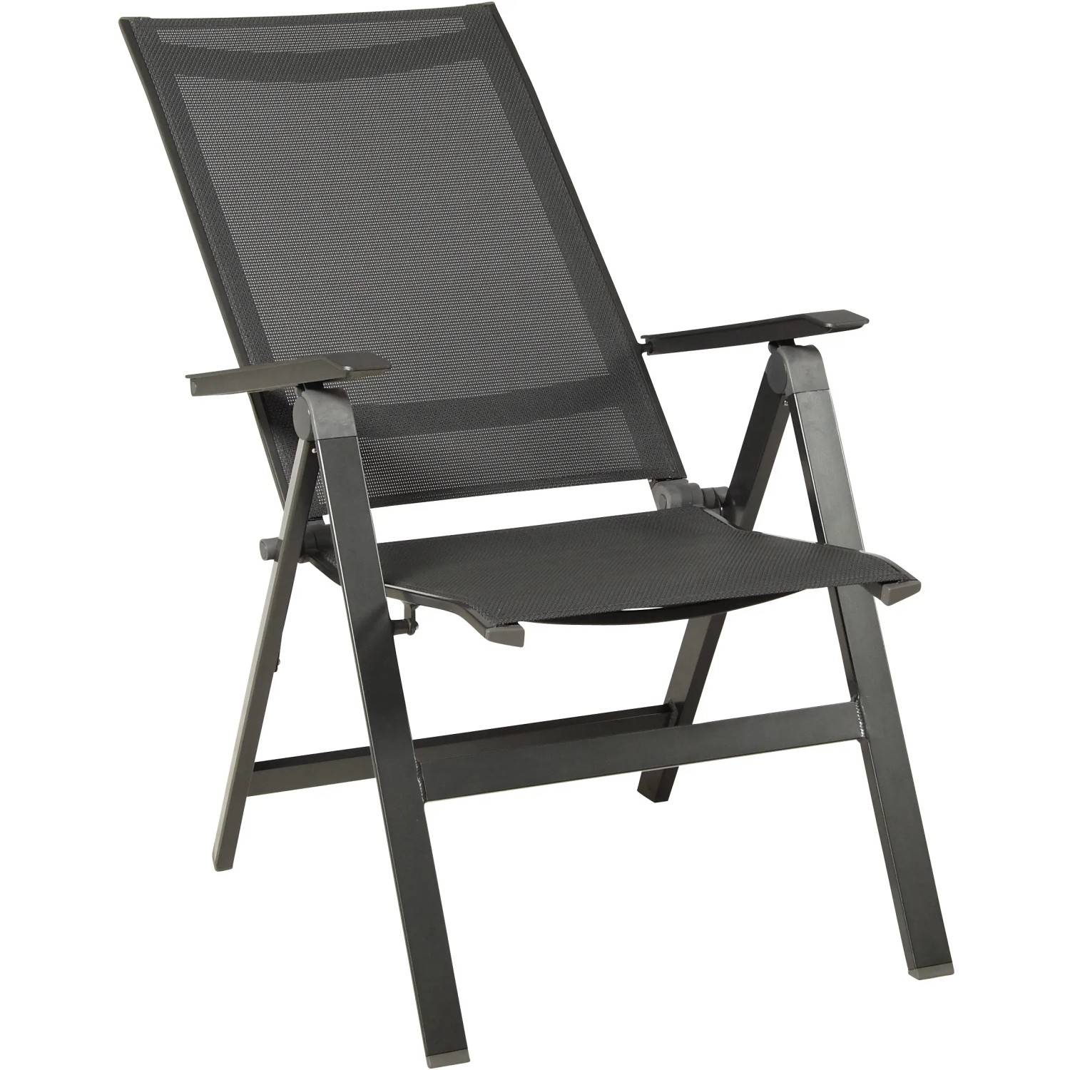Acamp Klappsessel Urban, anthrazit-carbonfarbener Gartenstuhl mit atmungsaktivem Acatex-Gewebe und Aluminiumgestell.