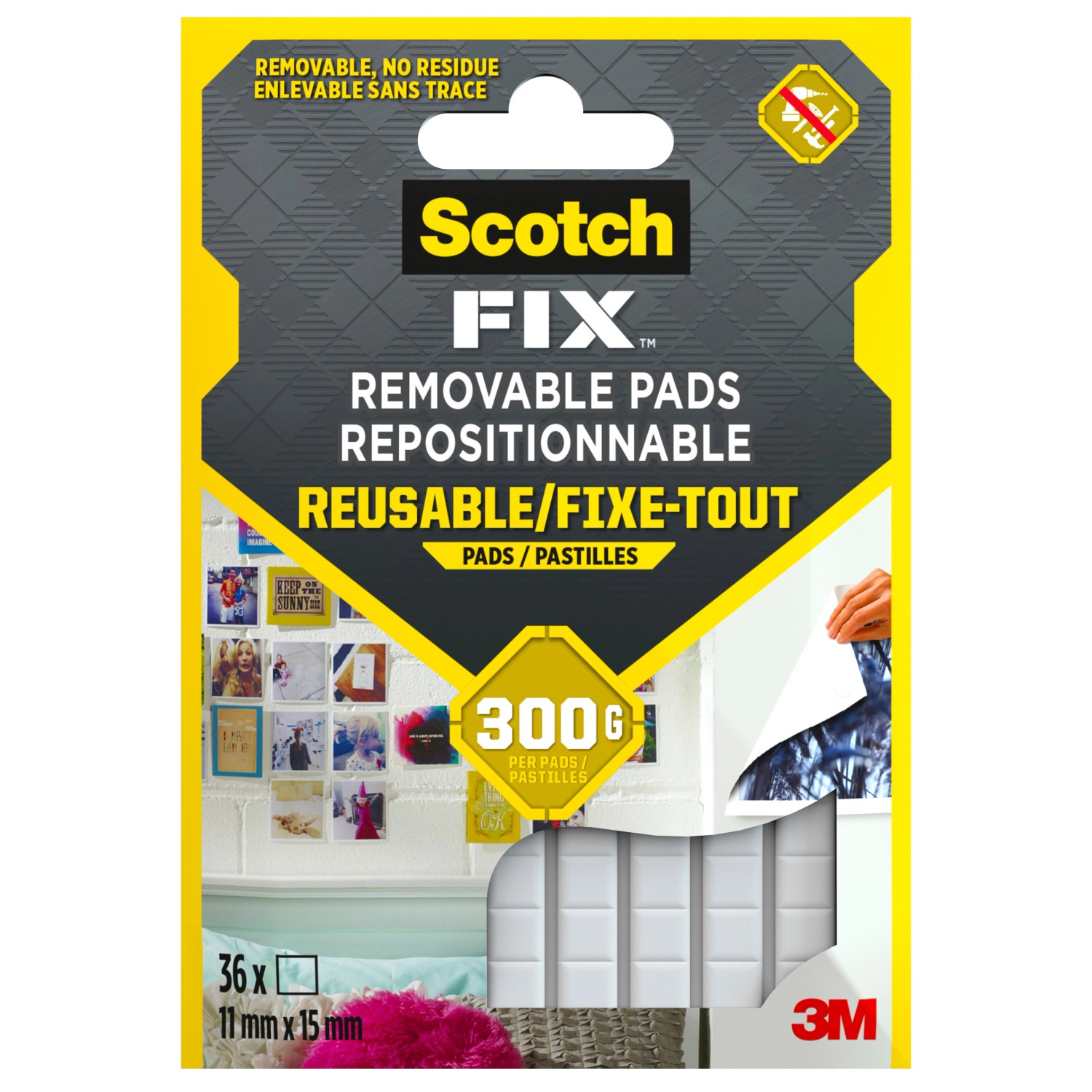 Scotch-Fix Klebepads Ablösbar 11 mm x 15 mm Weiß 36 Stück günstig online kaufen
