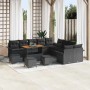 Schwarzes 14-tlg. vidaXL Garten-Sofa-Set aus Poly Rattan mit Tisch und Hockern für Terrasse und Garten.