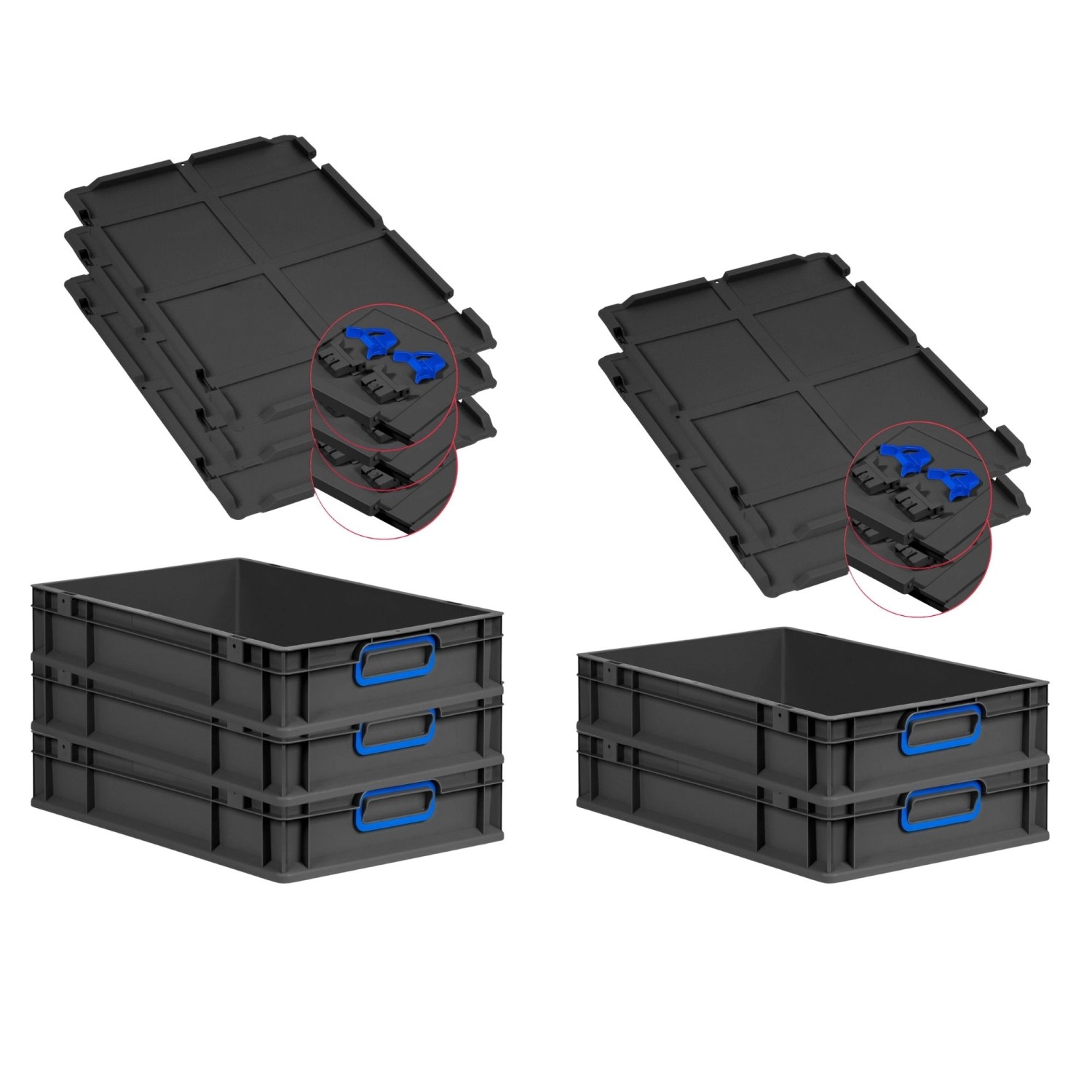 PROREGAL SuperSparSet 5x Eurobox Nextgen Color Mit Scharnierdeckel HxBxT 12 günstig online kaufen