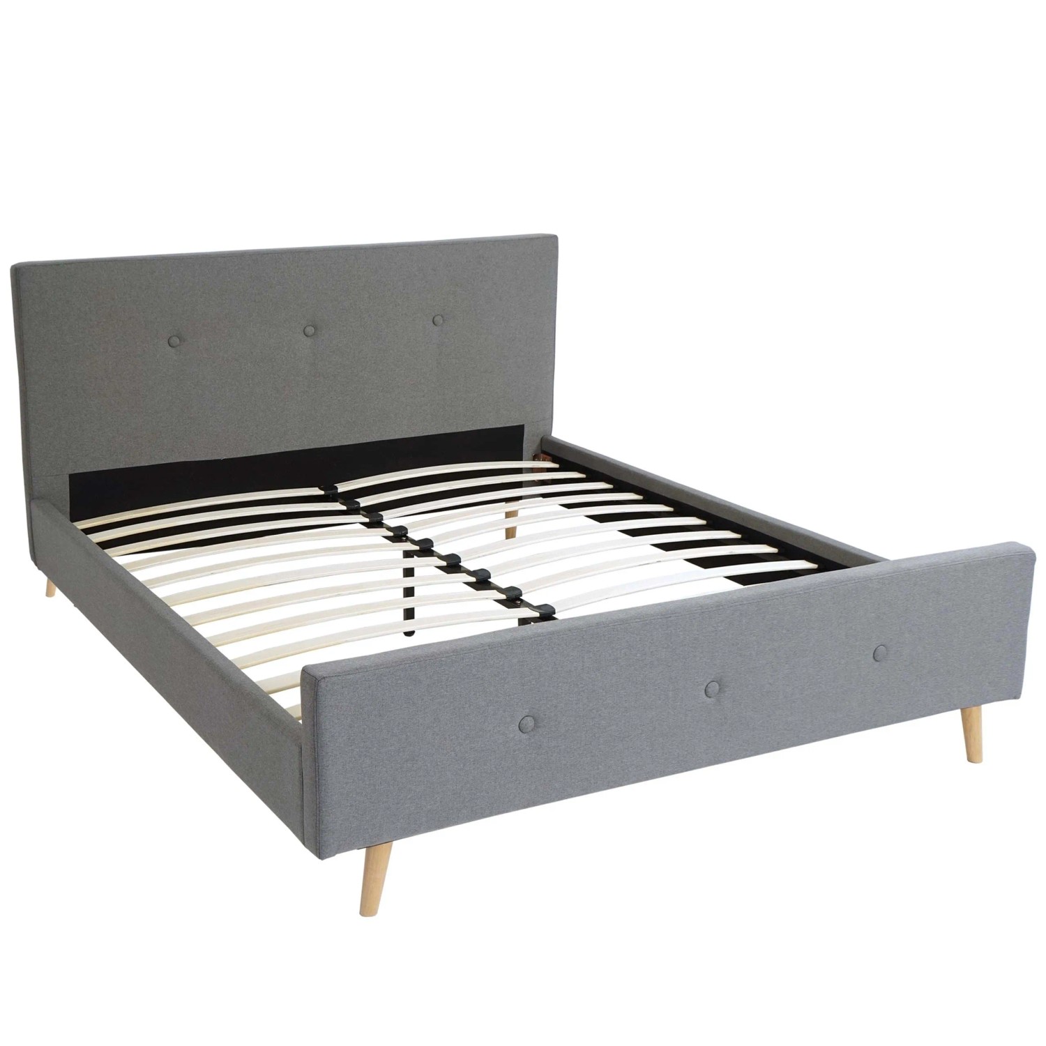 MCW Polsterbett J98 mit Lattenrost Massivholz 160x200cm Grau