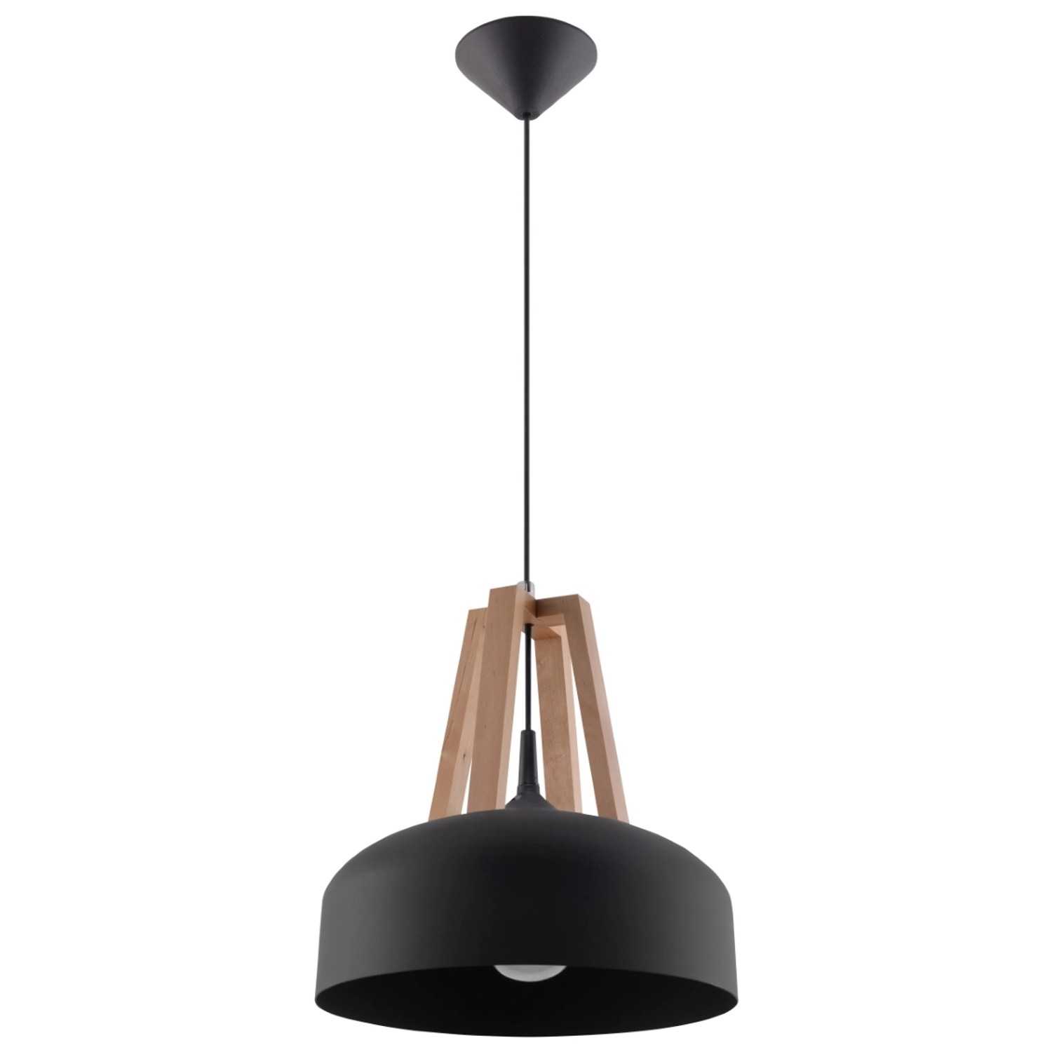 Sollux Lighting Pendelleuchte Casco Schwarz/naturfarbenes Holz günstig online kaufen