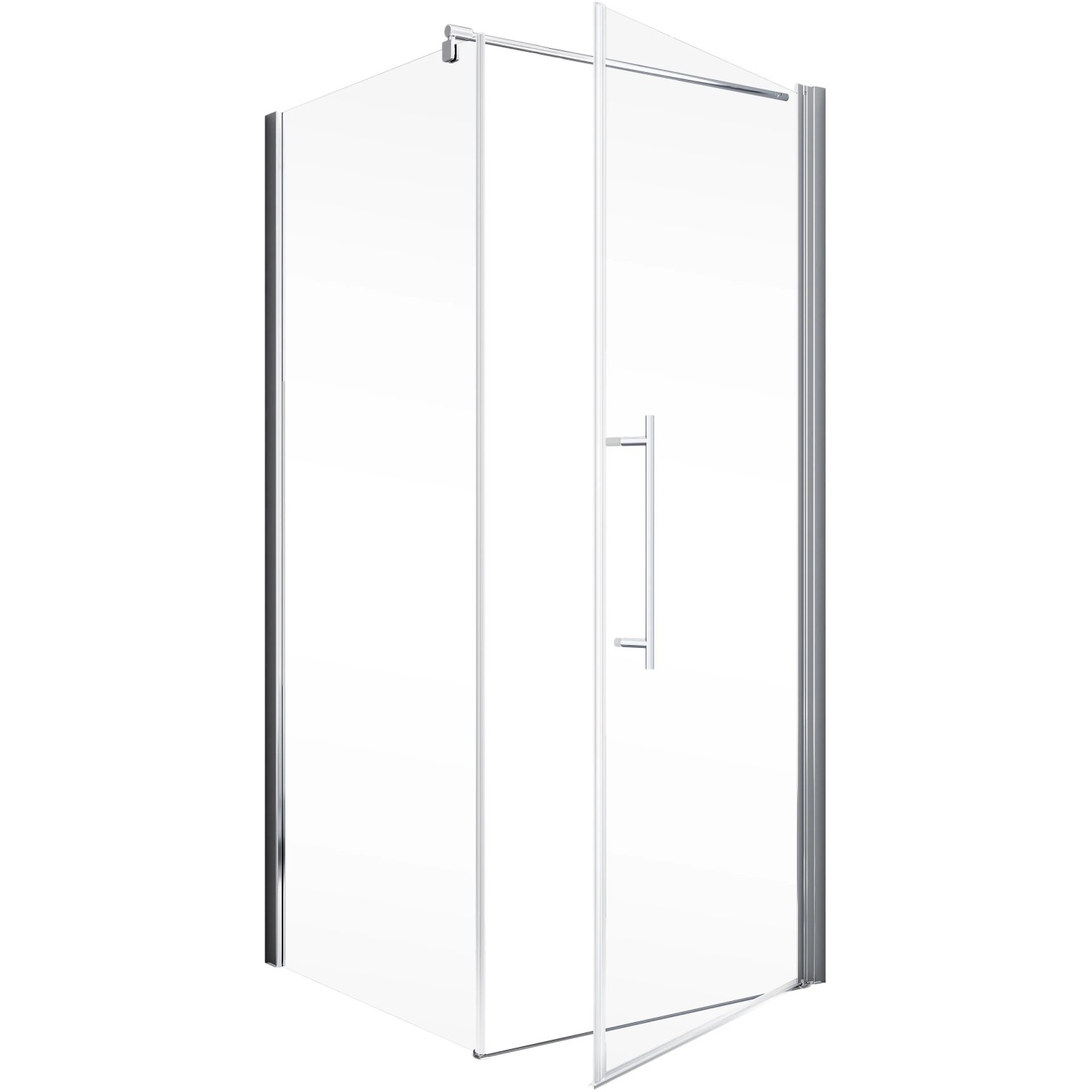 Schulte ExpressPlus Drehtür AlexaStyle2.0 mit Seitenwand, Alu-Natur, 90x90cm. Duschtür aus Glas mit Rahmen.