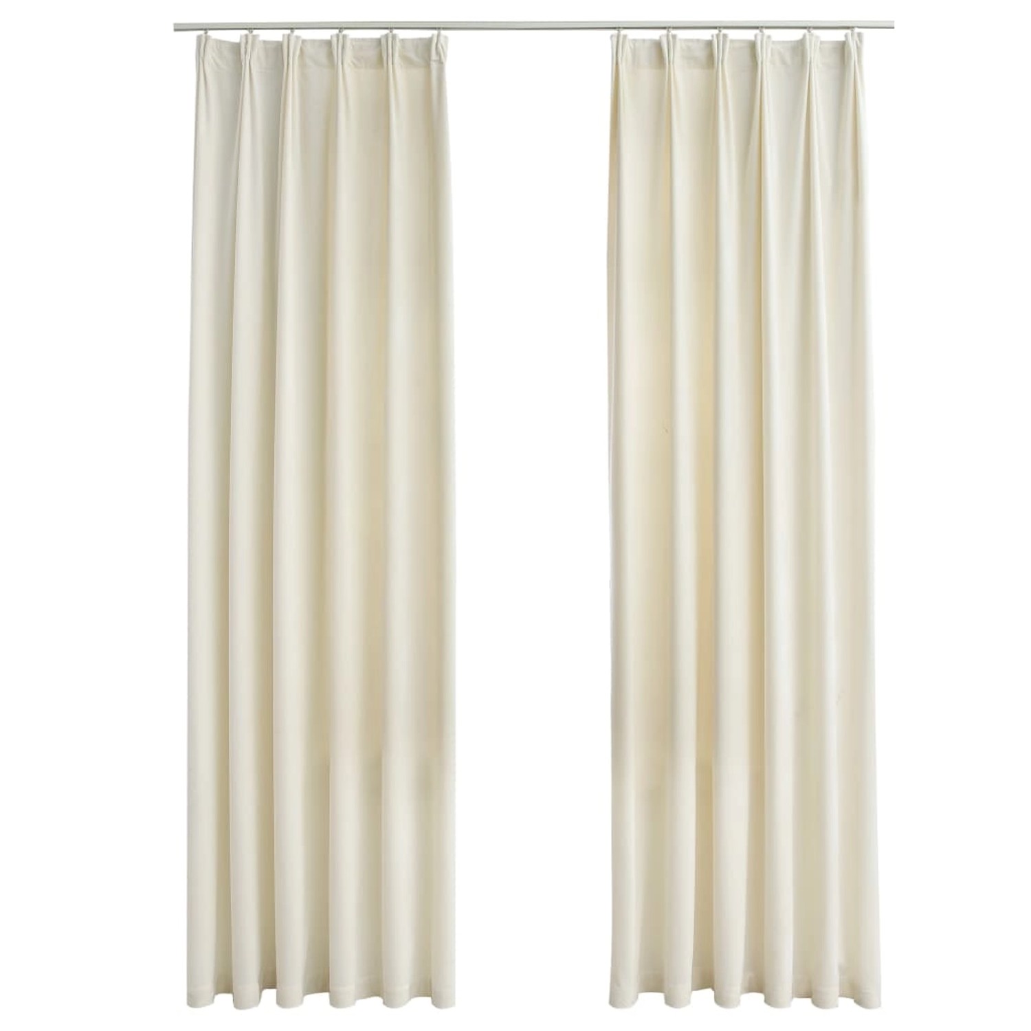 vidaXL Verdunkelungsvorhänge mit Haken 2 Stk Samt Creme 140x175cm günstig online kaufen