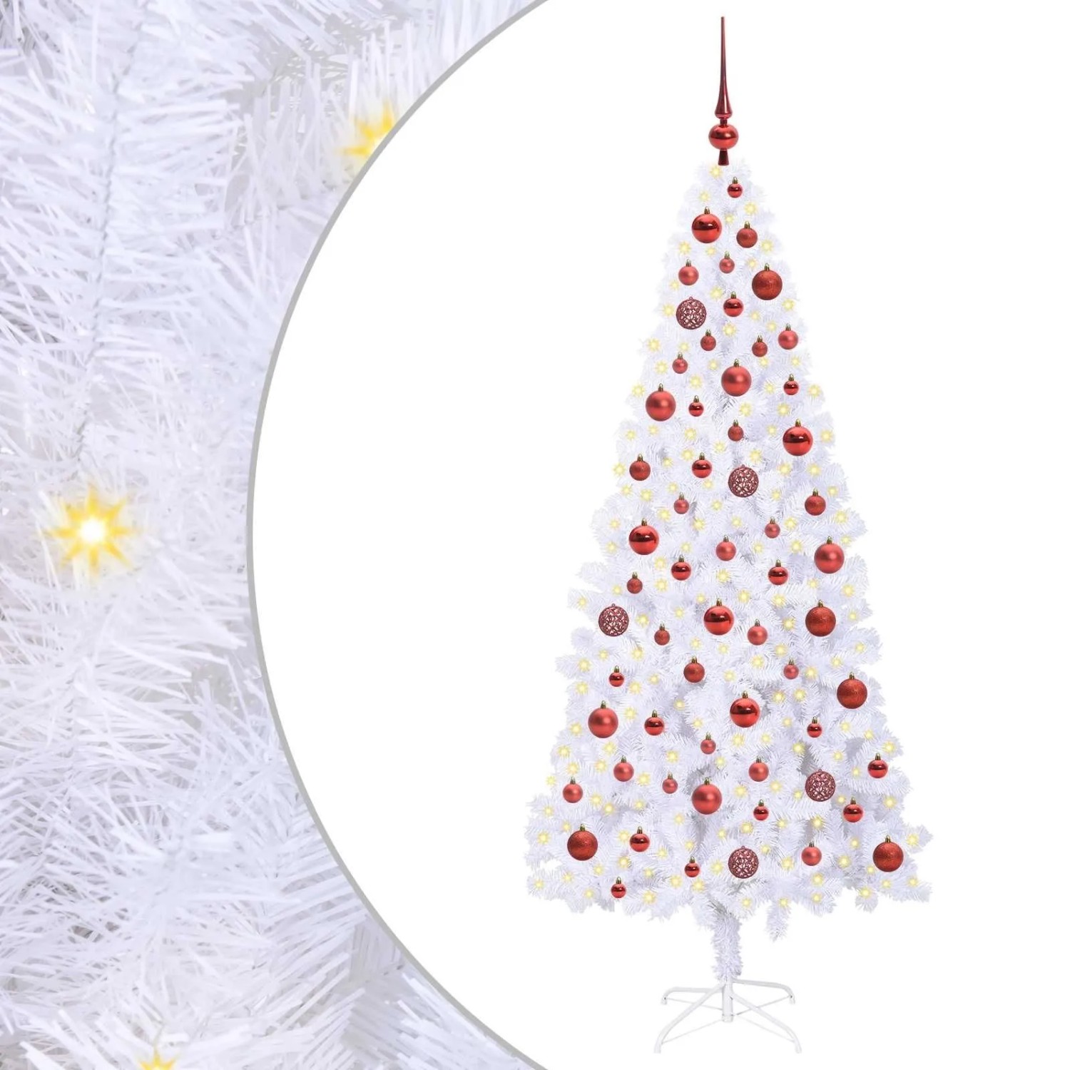 vidaXL Künstlicher Weihnachtsbaum Weiß 180 cm PVC und Stahl 3426657