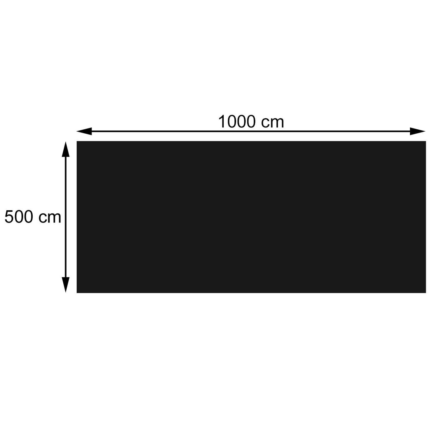 Schwarze MCW Pool Abdeckung, rechteckig, 10x5m, 200µm, zum Schutz und zur Erwärmung des Pools.
