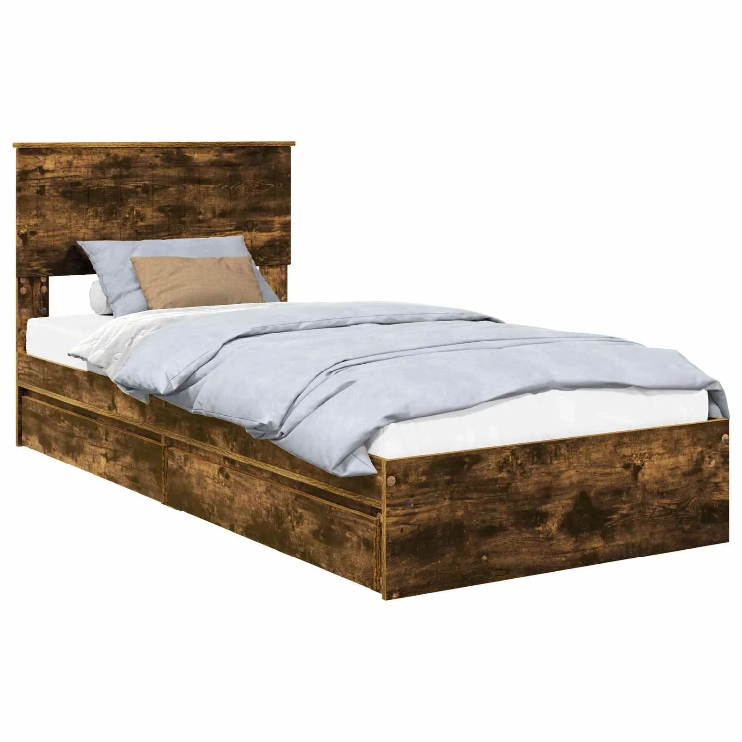 vidaXL Stauraumbett Räuchereiche 90 x 190 cm Holzwerkstoff 3410844 günstig online kaufen
