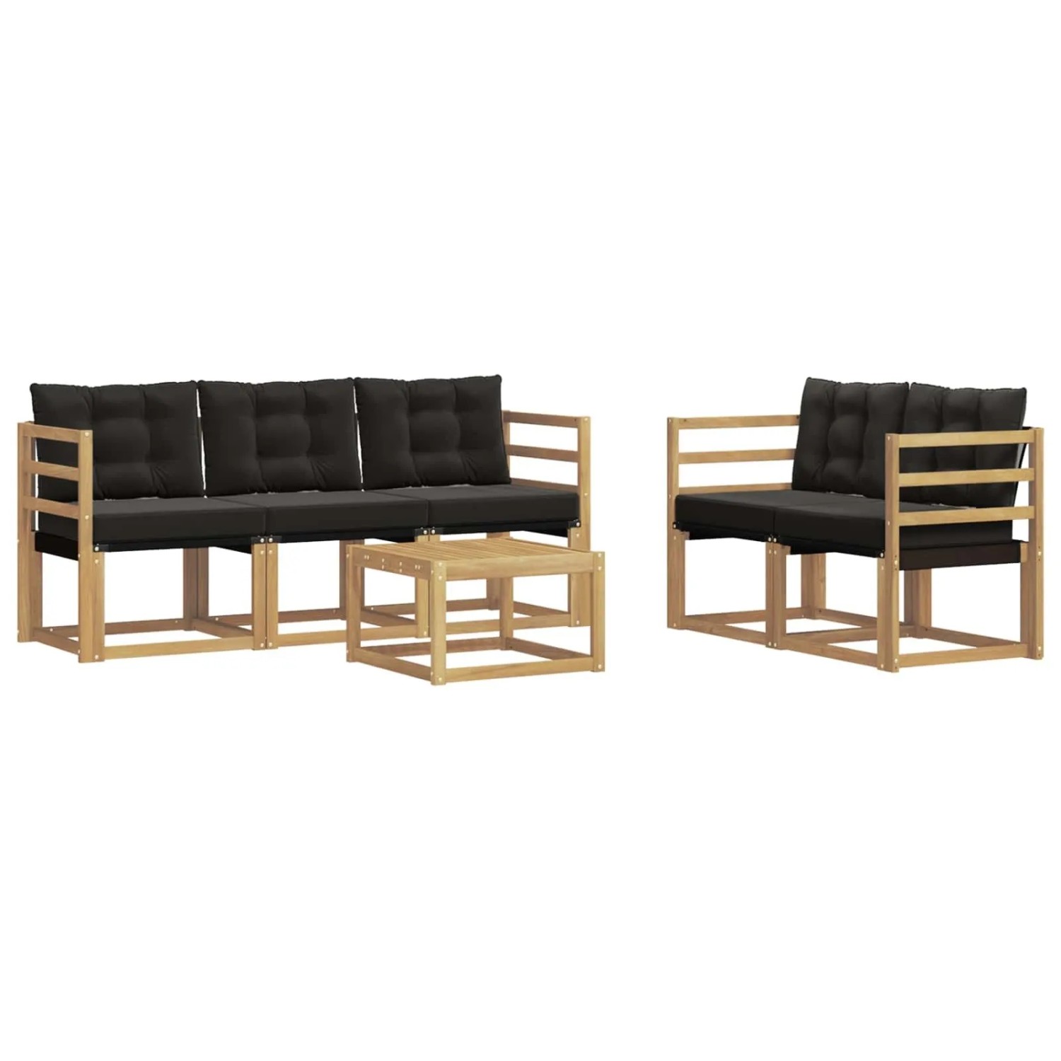 vidaXL Outdoor-Sofagarnitur mit Kissen 6-Tlg Weiß und Schwarz 3389202