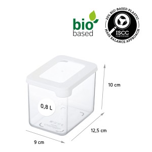 Transparenter SmartStore Vorratsbehälter Vision 0,8 l mit weißem Deckel. Ideal für trockene Lebensmittel.