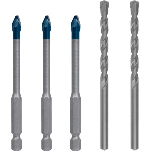 Bosch Expert Hard Keramik Bohrer-Set, 5-teilig, mit blauer Spitze und Sechskantschaft.
