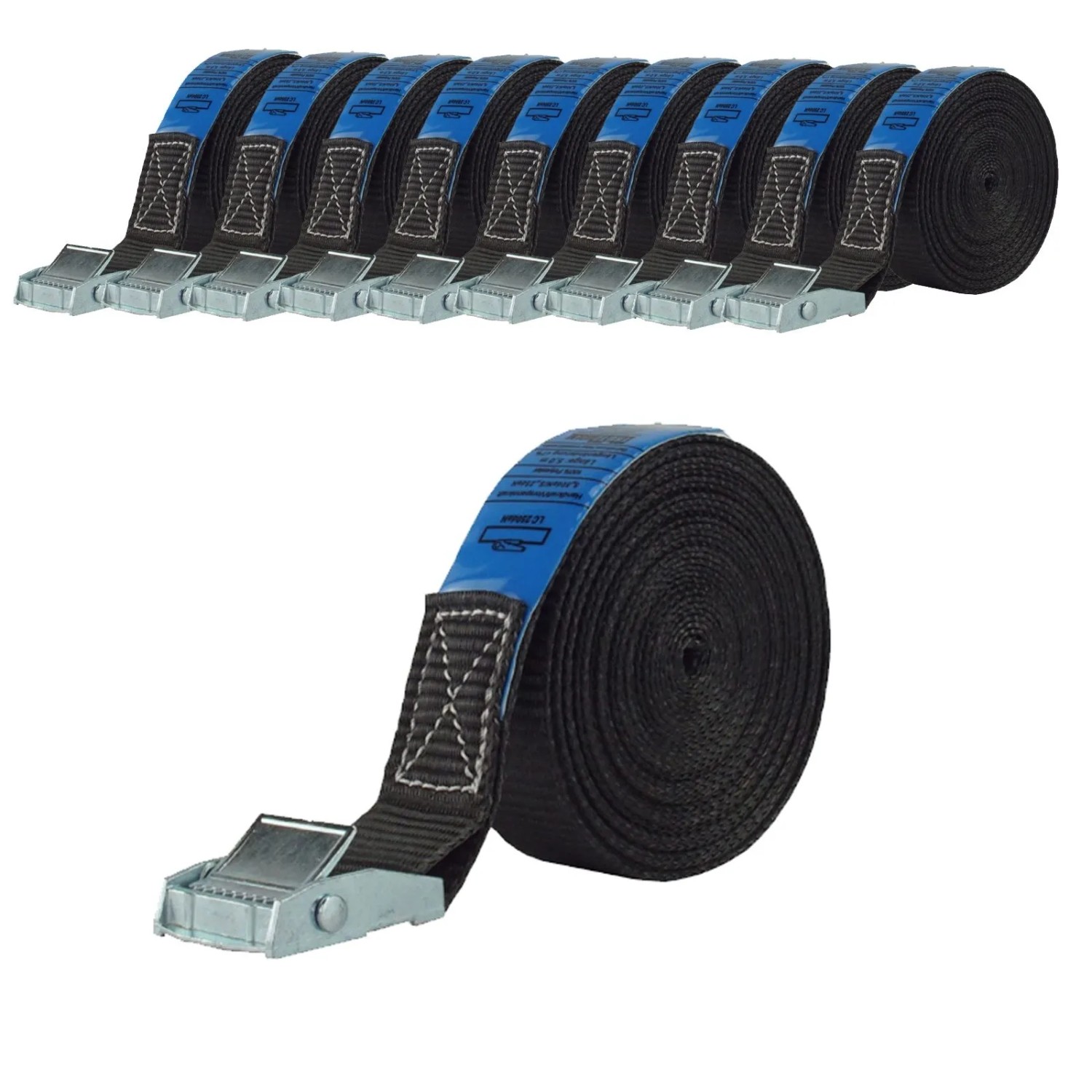 TRUTZHOLM 10x Profi Spanngurt Klemmschloss Auto 1 Teilig 6m 250 kg Schwarz