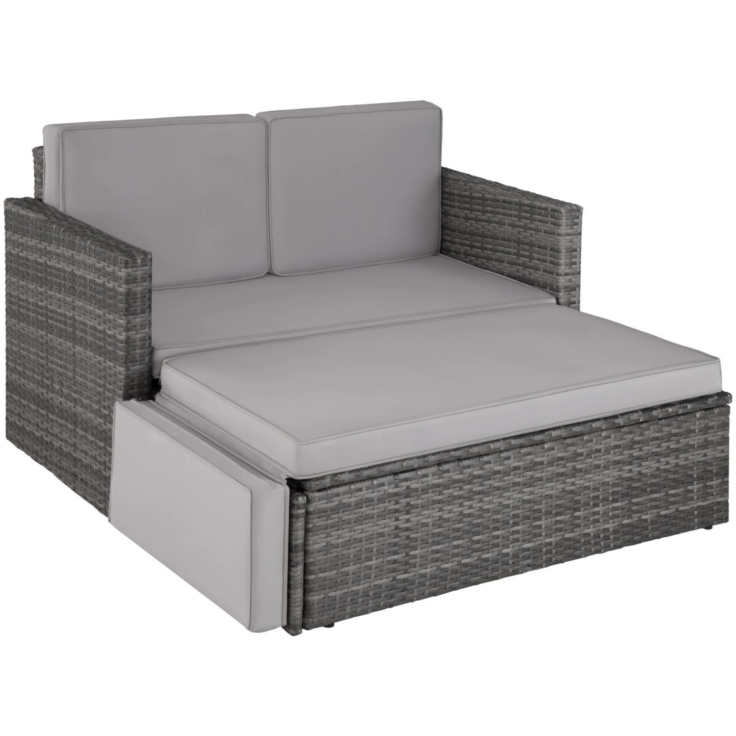 Tectake Rattan Lounge Korfu 2 Sitzer Widerstandsfähig  119 x 64 50 x 71 50 cm Grau