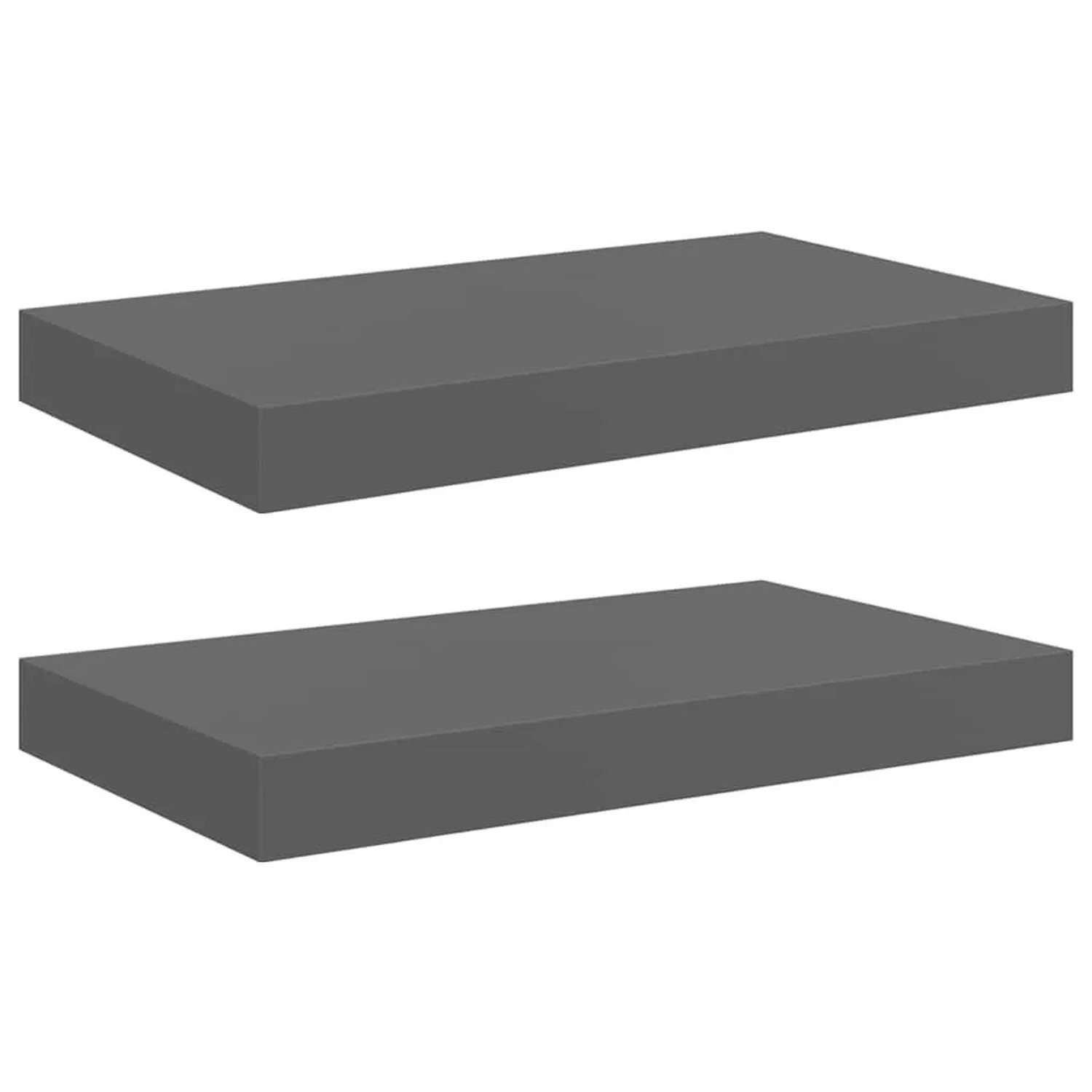 vidaXL Schweberegale 2 Stk Hochglanz-Grau 40x23x3,8 cm MDF 323785