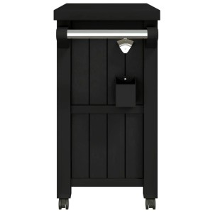 VidaXL Servierwagen 3-in-1, schwarz, mit Rollen, Flaschenöffner und Gewürzregal.