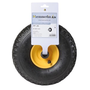 Haemmerlin Ersatzrad PF26, Luftrad 260 mm mit gelber Metallfelge für Baugeräte.