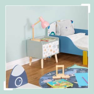 Relaxdays Kindernachttisch MDF Holz Bunt Mit Staufach 41 cm x 40 cm x 30 cm 4,5 kg
