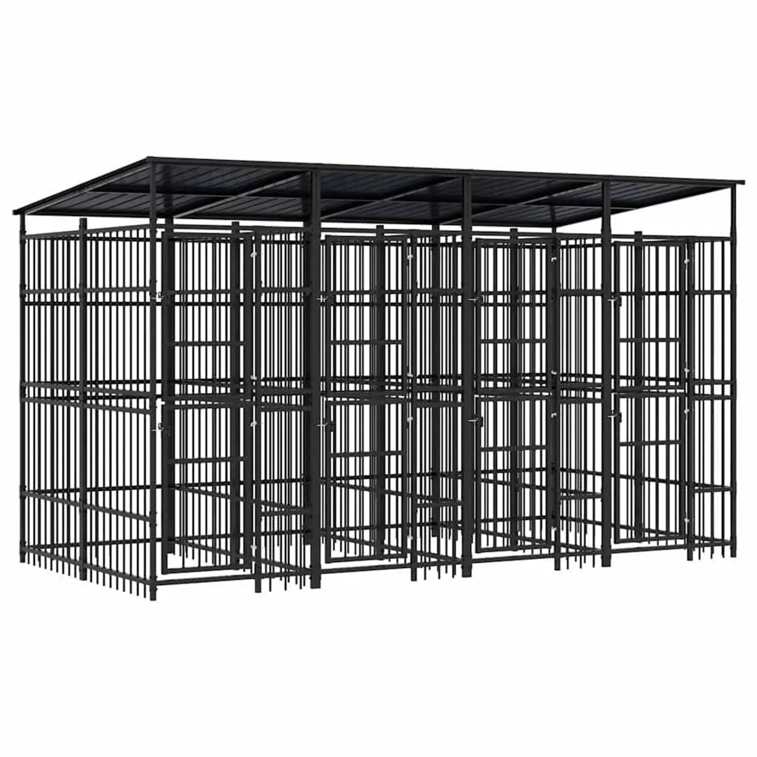 vidaXL Outdoor-Hundezwinger mit Dach Stahl 7,37 m² 3097949