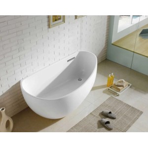 Freistehende, asymmetrische Steinkamp Badewanne Loft Weiß, 170x85 cm, mit Click-Verschluss.
