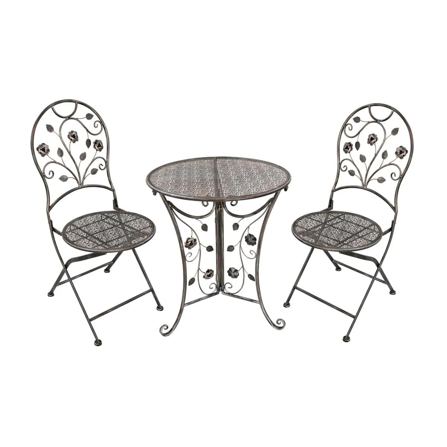 DELUKE Balkonmöbel-Set THILO 3-tlg. Stahl Bronze Balkon-Set Gartenmöbel-Set Sitzgruppe Balkonstuhl Balkontisch Stühle A ...