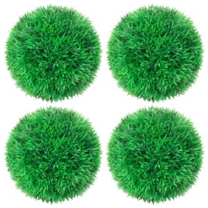 Set aus 4 künstlichen Buchsbaumkugeln, 12 cm Durchmesser, grüne Kunstpflanzen für Innen- und Außenbereich.