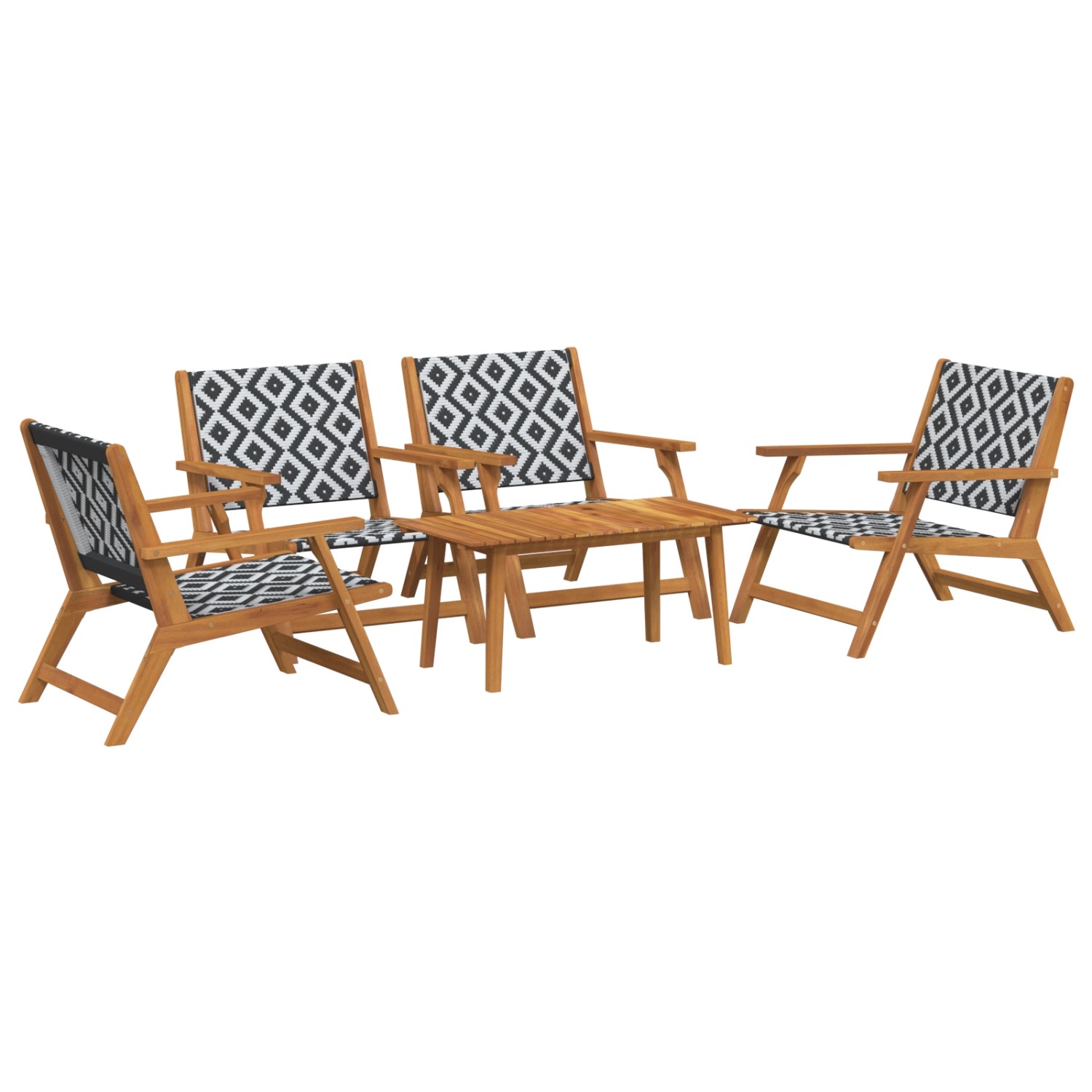 vidaXL Gartenstühle mit Tisch Set - 5 Teile Schwarz und Weiß Massivholz Aka günstig online kaufen