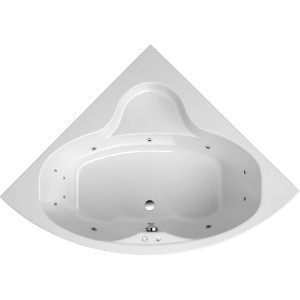Weißer Ottofond Whirlpool Katamaran Komfort, 148 cm, Eckbadewanne mit Hydromassage-Düsen.