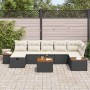Schwarzes 8-tlg. vidaXL Garten-Sofa-Set aus Poly Rattan mit Kissen.