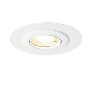 Weißer, runder QAZQA Einbaustrahler Edu, schwenkbar mit Distanzring für Lampen & Leuchten.